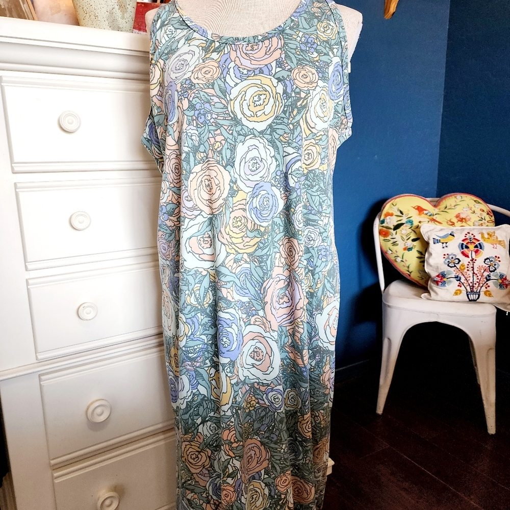 Lularoe floral maxi dress pastel colors xl